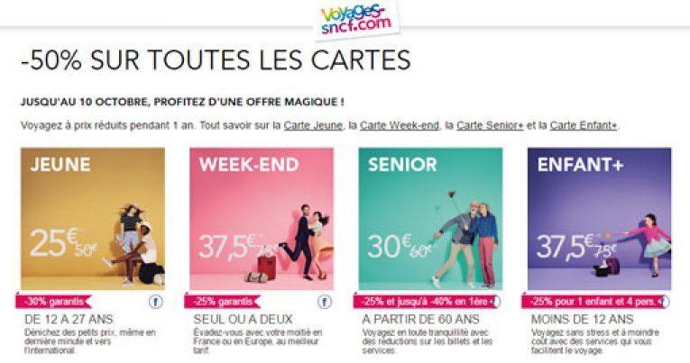 Les cartes SNCF à moitié prix jusqu&rsquo;au 10 octobre
