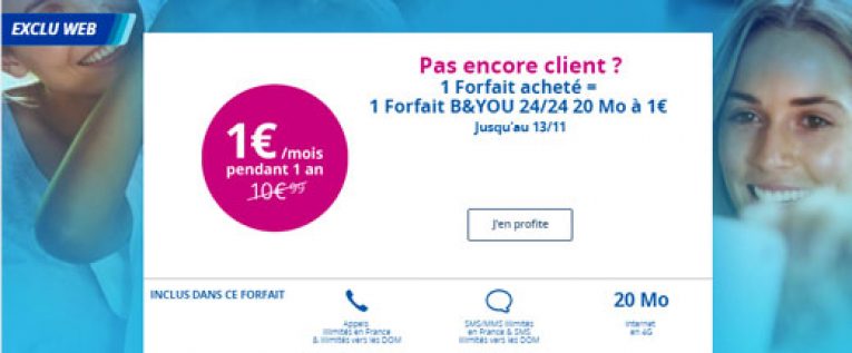 Un forfait B and YOU à 1€ pour un acheté!