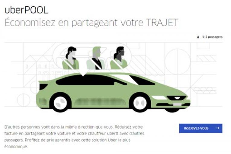 Un code promo Uber de 10€ valable sur UberPool