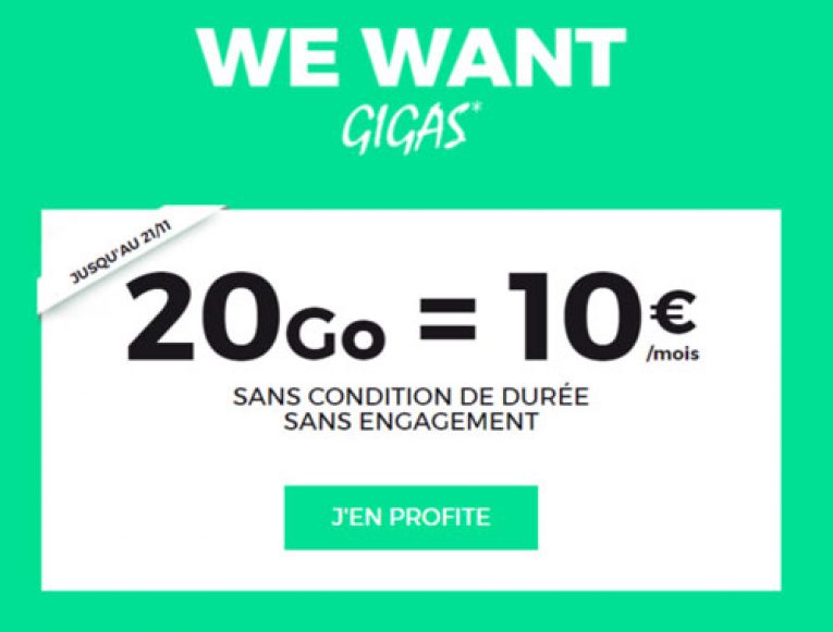 Le retour du forfait 20Go RED à 10€/mois (à vie)!