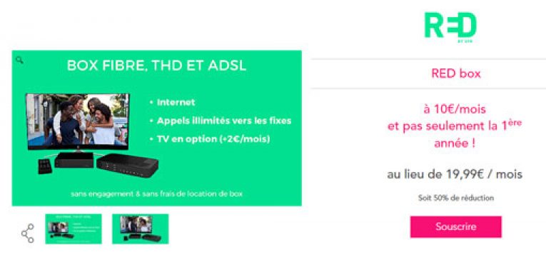 Vente privée RED Fibre/ADSL : 10€/mois à vie chez Showroomprivé !