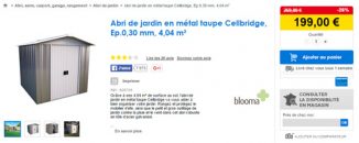 L&rsquo;abri de jardin Castorama Cellbridge (métal) à moins de 200€